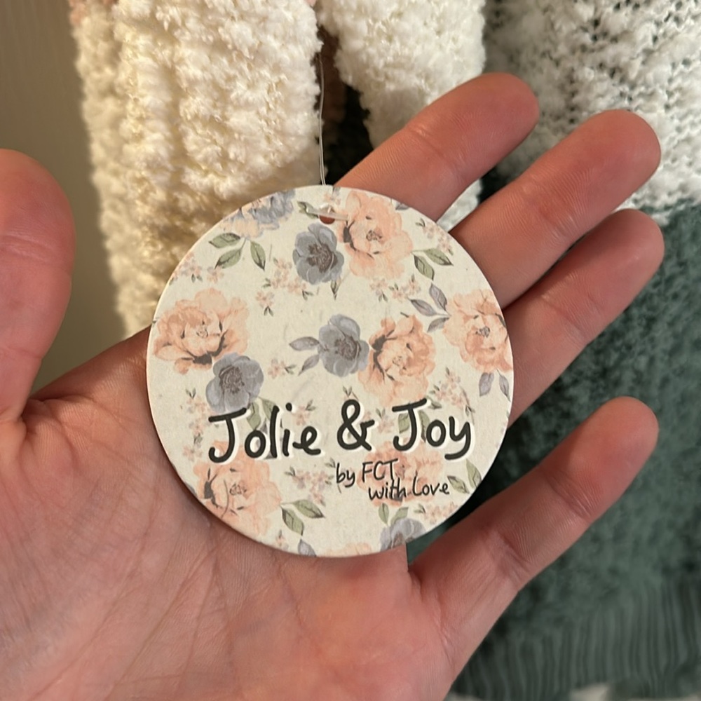 Jolie & Joy Distressed Pink & Green Crop Sweater - Picture 4 of 5
